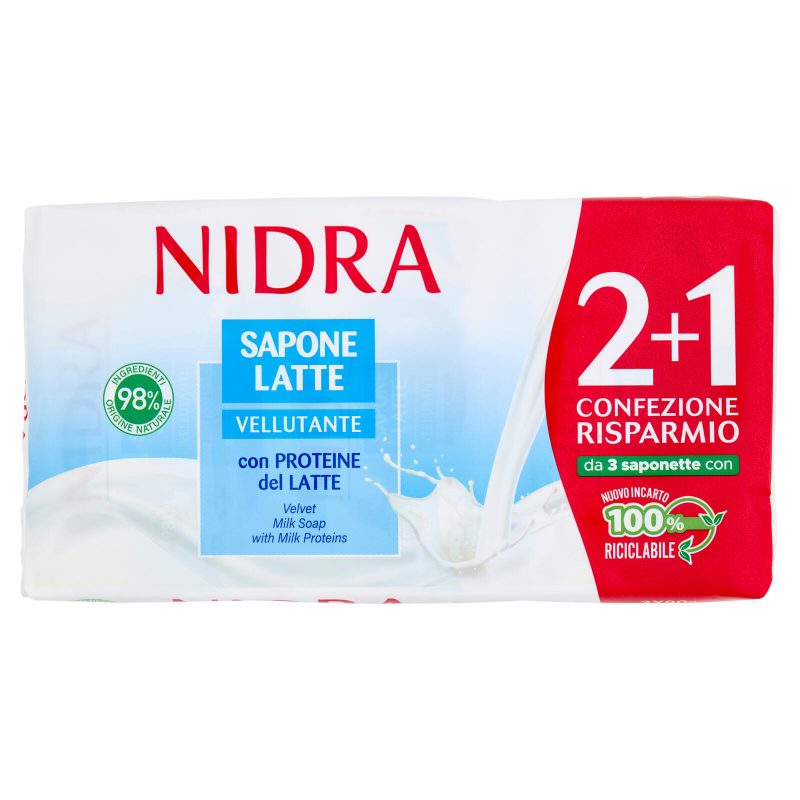 Nidra Sapone Latte Vellutante con Proteine del Latte 3 x 90 g