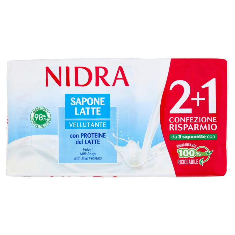 Nidra Sapone Latte Vellutante con Proteine del Latte 3 x 90 g