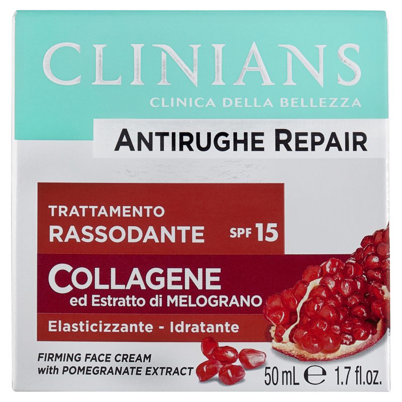 Clinians Antirughe Repair Trattamento Rassodante SPF15 Collagene ed Estratto di Melograno 50 mL