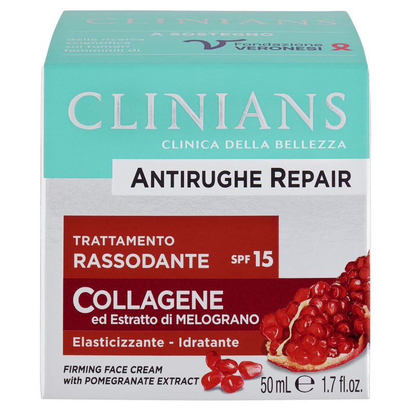 Clinians Antirughe Repair Trattamento Rassodante SPF15 Collagene ed Estratto di Melograno 50 mL