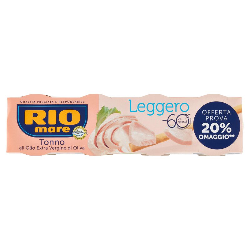 Rio mare Tonno all'Olio Extra Vergine di Oliva Leggero 4 x 60 g