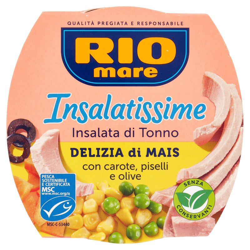 Rio mare Insalatissime Insalata di Tonno Delizia di Mais con carote, piselli e olive 160 g