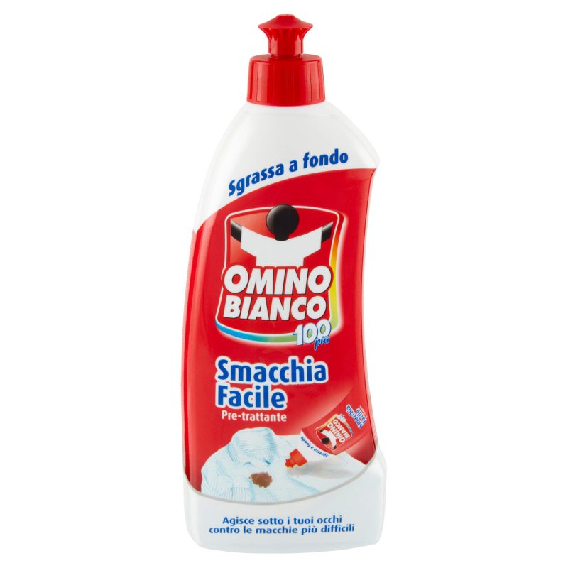 Omino Bianco, Smacchiafacile Pretrattante, Smacchia le macchie più Ostinate, 500ml