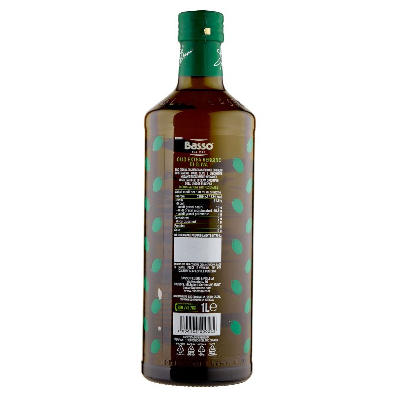 Basso Olio Extravergine di Oliva Classico Estratto a Freddo 1 L