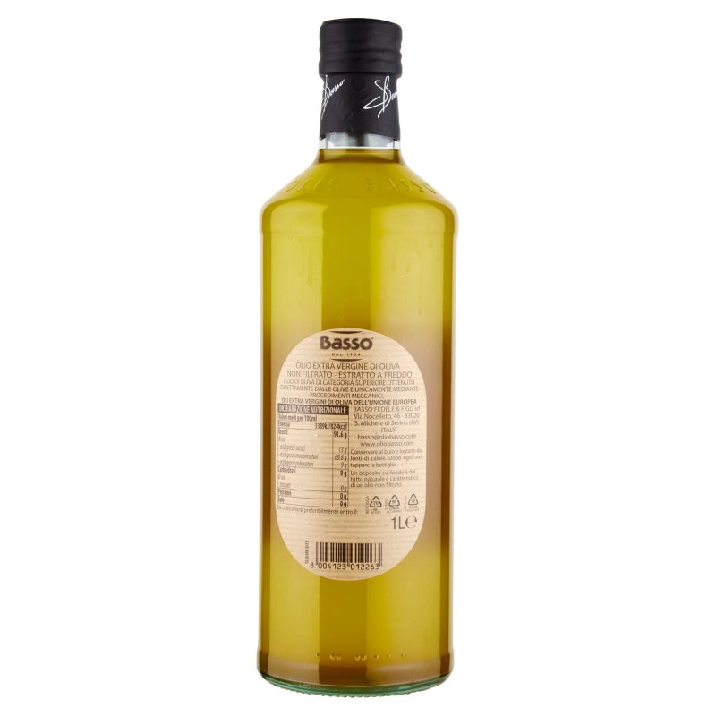 Basso Fedele Olio extra vergine di oliva Non filtrato Estratto a Freddo 1 L