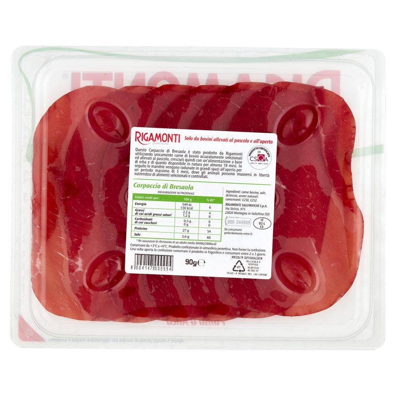 Rigamonti Carpaccio di Bresaola Punta d'Anca 90 g