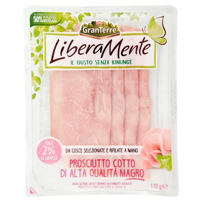 GranTerre LiberaMente Prosciutto Cotto di Alta Qualità Magro 110 g