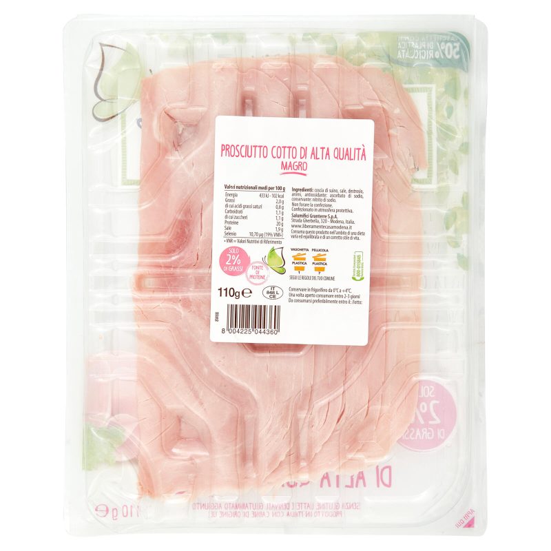 GranTerre LiberaMente Prosciutto Cotto di Alta Qualità Magro 110 g