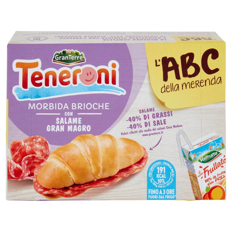 Teneroni l'ABC della merenda Morbida Briosche con Salame Gran Magro 170 g