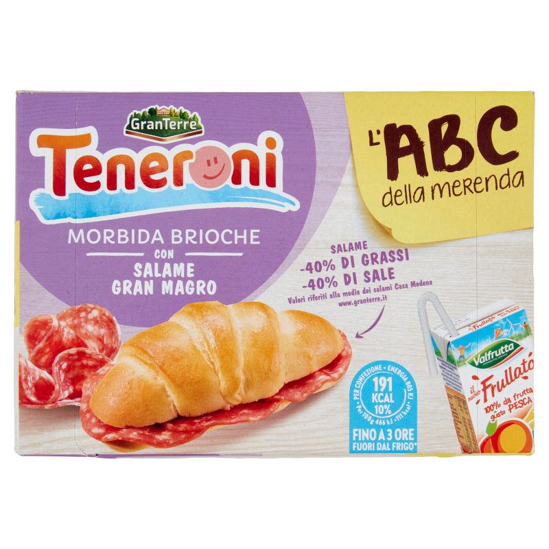 Teneroni l'ABC della merenda Morbida Briosche con Salame Gran Magro 170 g