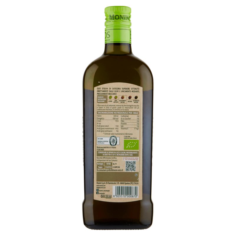 Monini Selezione Italiana Bios Olio Extra Vergine di Oliva da Agricoltura Biologica 750 ml