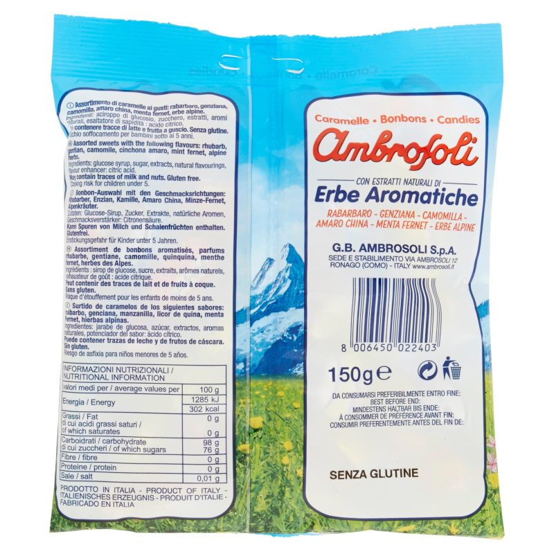 Ambrosoli Caramelle con Estratti Naturali di Erbe Aromatiche 150 g