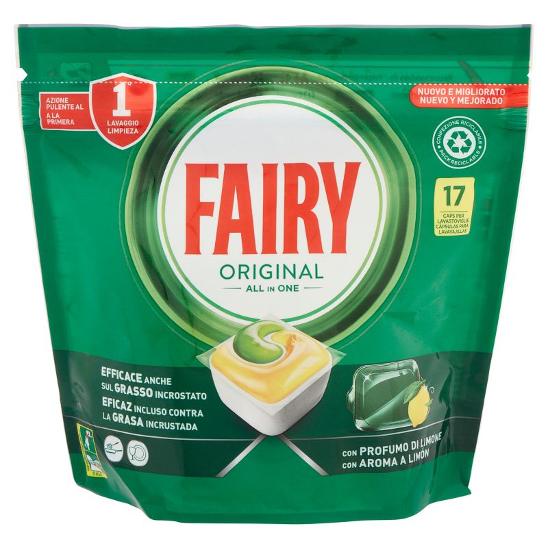 Fairy Pastiglie Lavastoviglie Original, Detersivo Piatti Limone, 17 Capsule 230 g