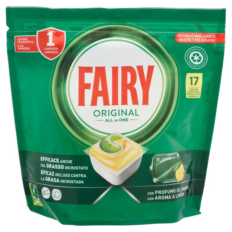 Fairy Pastiglie Lavastoviglie Original, Detersivo Piatti Limone, 17 Capsule 230 g