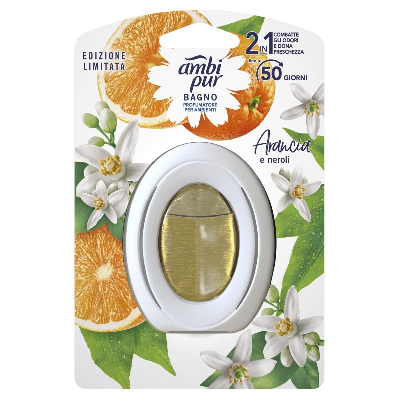 Ambi Pur Bagno 2in1 Elimina e Previene, Profumatore per Ambienti, Arancia e neroli 7,5 ml