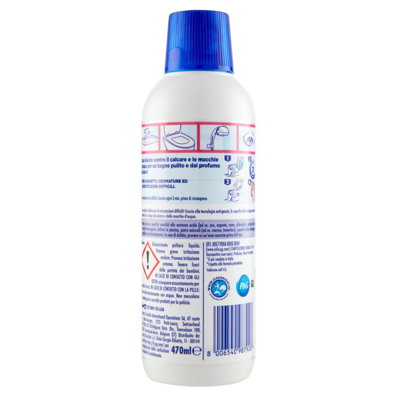 Viakal Detersivo Anticalcare Bagno e Cucina Fresco Profumo Liquido 470 ml