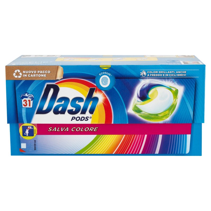 Dash Pods Detersivo Lavatrice In Capsule, Salvacolore, 31 Lavaggi 604,5 g