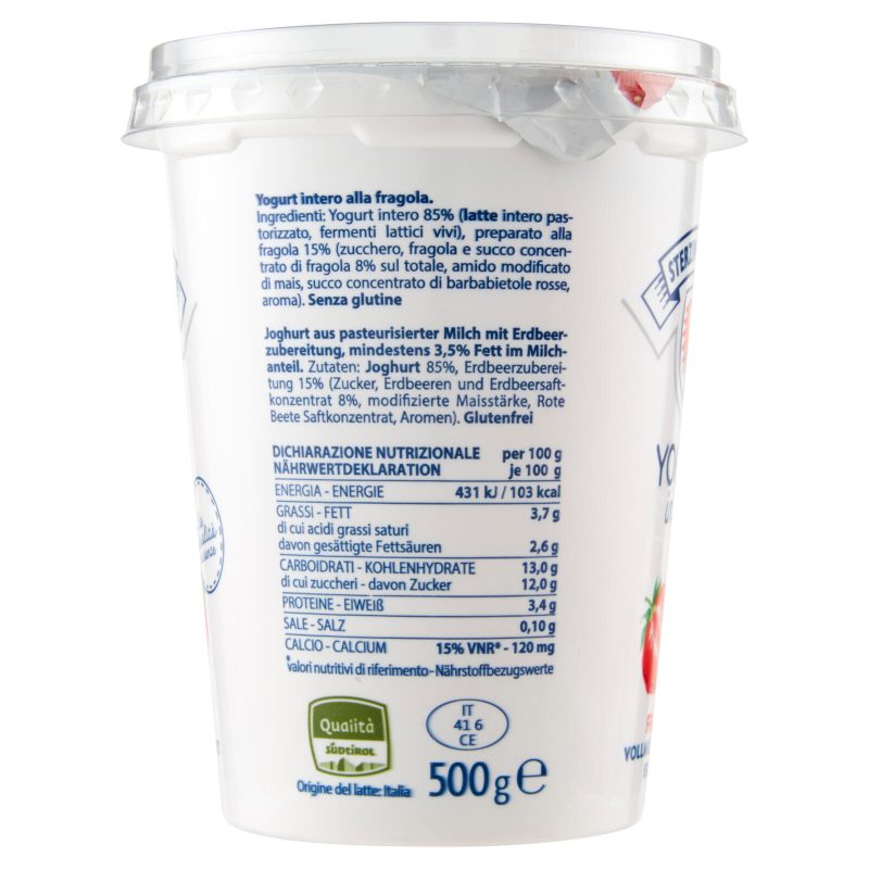 Sterzing Vipiteno Yogurt intero Fragola 500 g