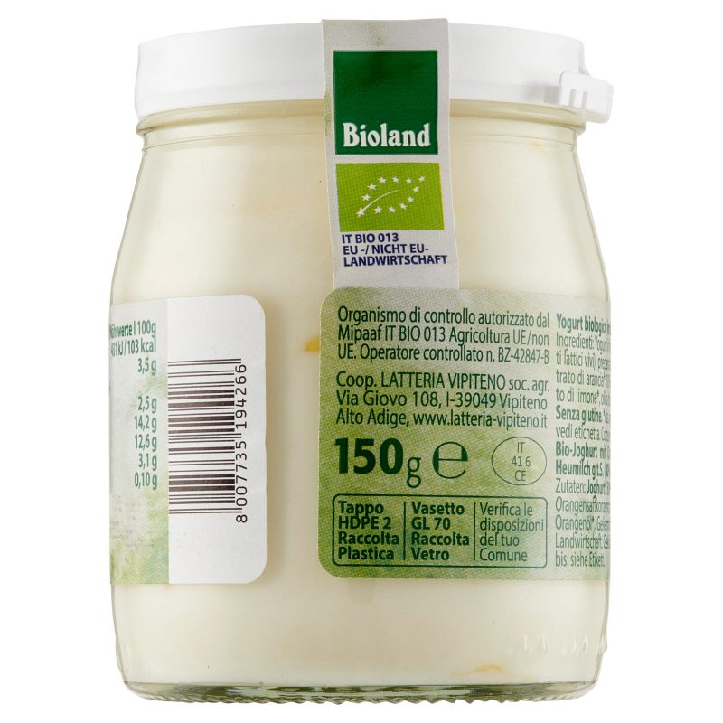 Sterzing Vipiteno bio yogurt da latte fieno arancia 150 g