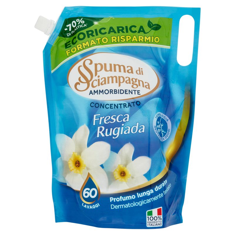 Spuma di Sciampagna Ammorbidente Concentrato Fresca Rugiada Ecoricarica 1200 ml