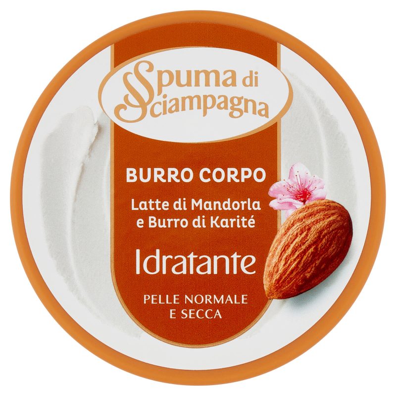 Spuma di Sciampagna Burro Corpo Latte di Mandorla e Burro di Karité Idratante 200 ml