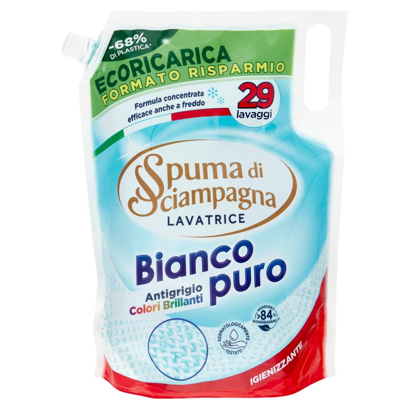 Spuma di Sciampagna Bianco puro Lavatrice Igienizzante Ecoricarica 1305 ml