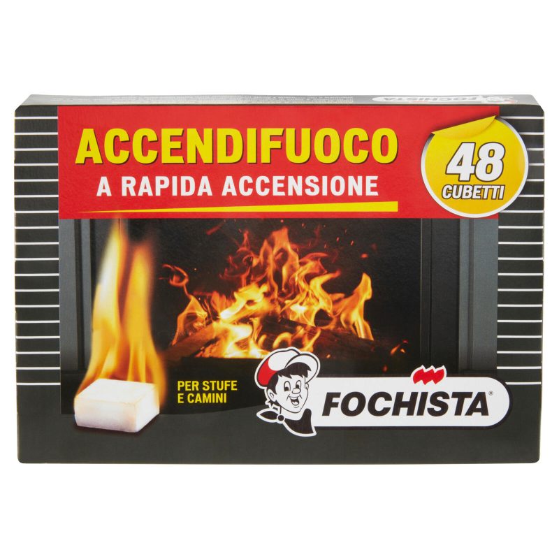 Fochista Accendifuoco a Rapida Accensione per Stufe e Camini 48 pz