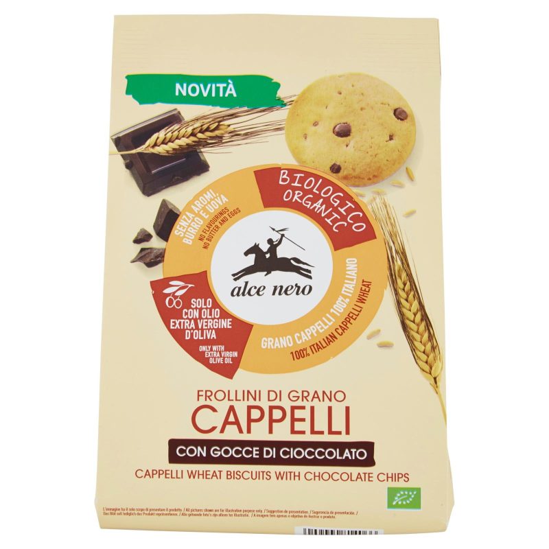 alce nero Frollini di Grano Cappelli con Gocce di Cioccolato 250 g