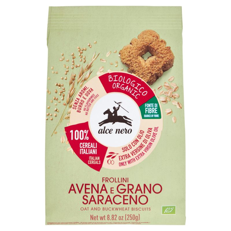 alce nero Frollini Avena e Grano Saraceno 250 g