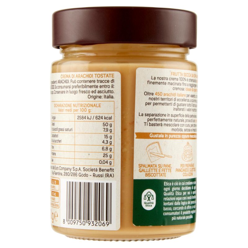 Euro Company 100% Crema Pura di Arachidi Italiane 300 g