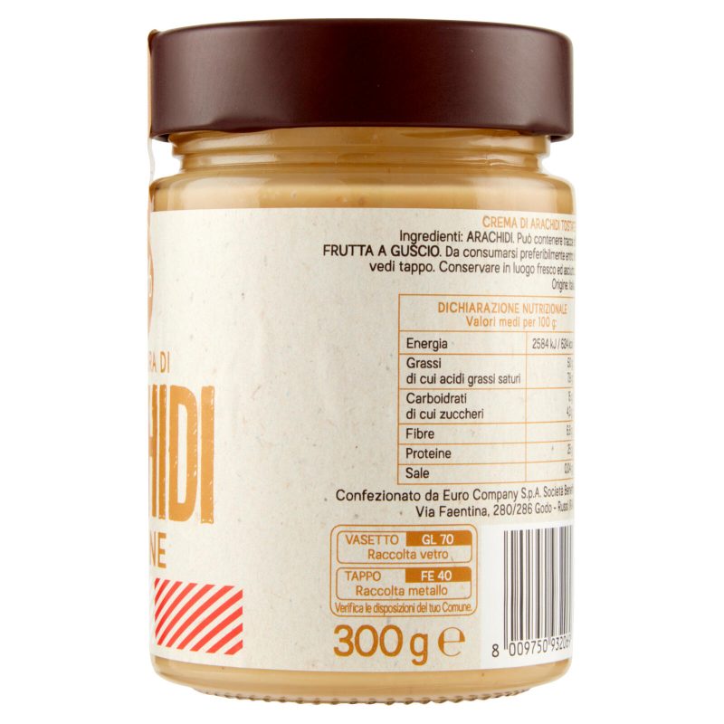 Euro Company 100% Crema Pura di Arachidi Italiane 300 g