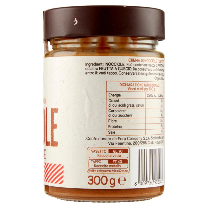 Euro Company 100% Crema Pura di Nocciole Italiane 300 g