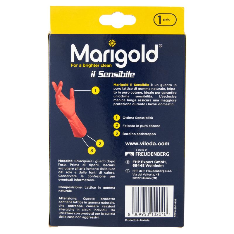 Marigold Il Sensibile, guanti casalinghi per il massimo comfort, taglia piccola, 1pz