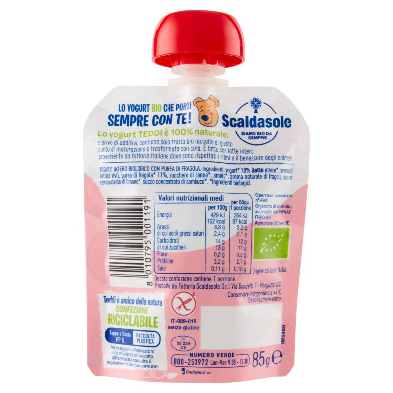 Teddi biologico Fragola yogurt 85 g