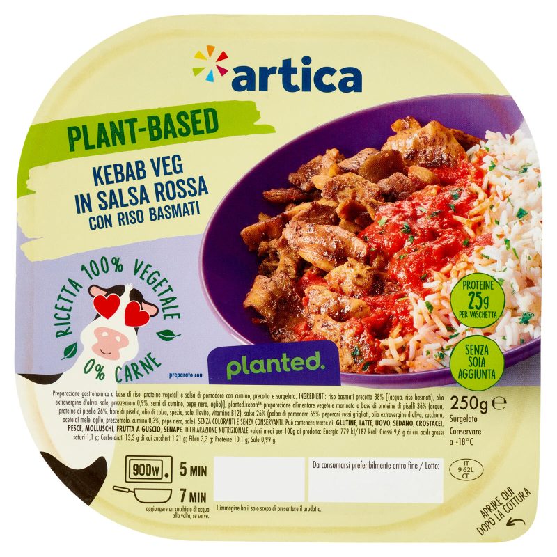 artica Plant-Based Kebab Veg in Salsa Rossa con Riso Basmati Surgelato 250 g