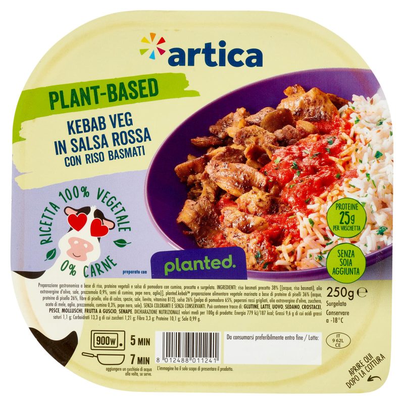 artica Plant-Based Kebab Veg in Salsa Rossa con Riso Basmati Surgelato 250 g