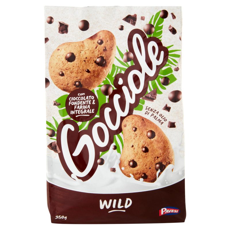 Pavesi Gocciole Wild Biscotti con Gocce di Cioccolato e Farina Integrale 350g