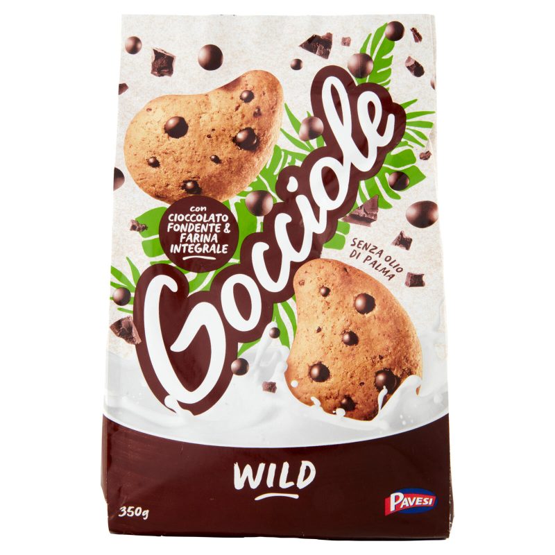 Pavesi Gocciole Wild Biscotti con Gocce di Cioccolato e Farina Integrale 350g