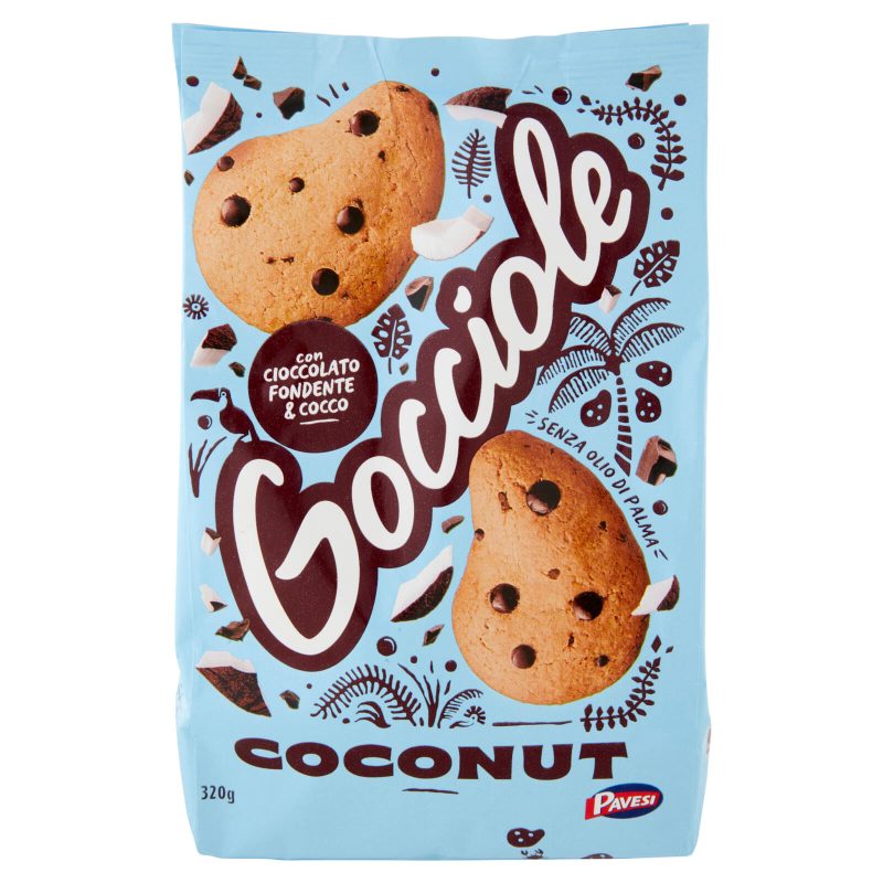 Pavesi Gocciole Coconut Biscotti con Gocce di Cioccolato Fondente e Cocco 320g