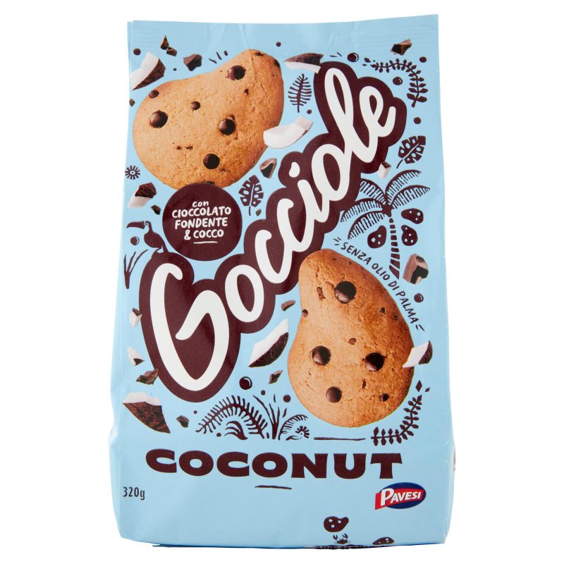 Pavesi Gocciole Coconut Biscotti con Gocce di Cioccolato Fondente e Cocco 320g