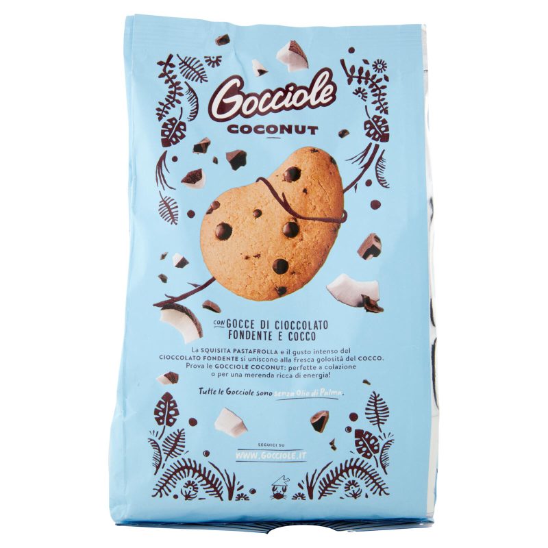 Pavesi Gocciole Coconut Biscotti con Gocce di Cioccolato Fondente e Cocco 320g