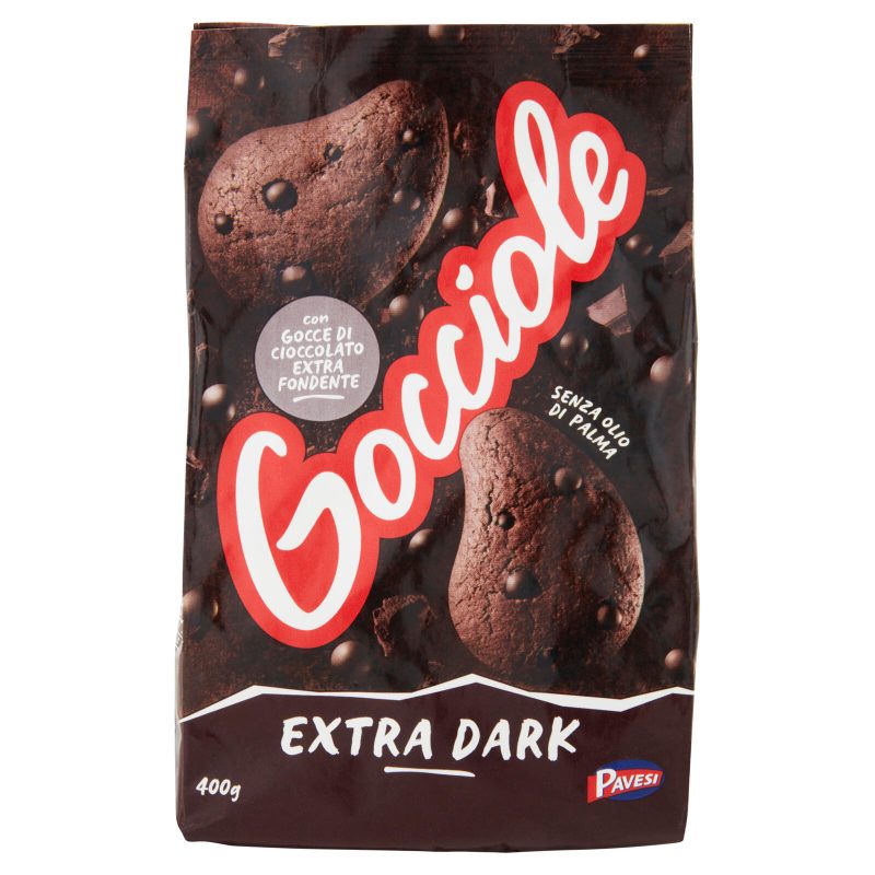 Pavesi Gocciole Extradark Biscotti con Gocce di Cioccolato Extra Fondente 400g