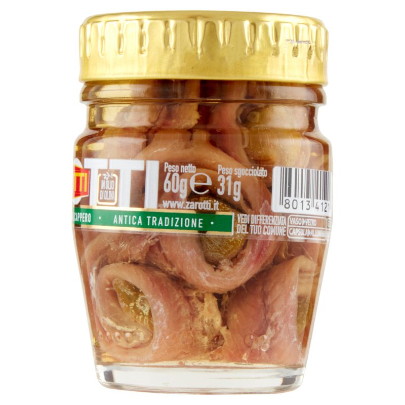 Zarotti Filetti di Alici con Cappero in Olio di Oliva 60 g