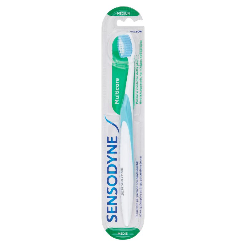 Sensodyne Spazzolino per Denti Sensibili Multicare Controlla l'Accumulo di Placca con Setole Medie