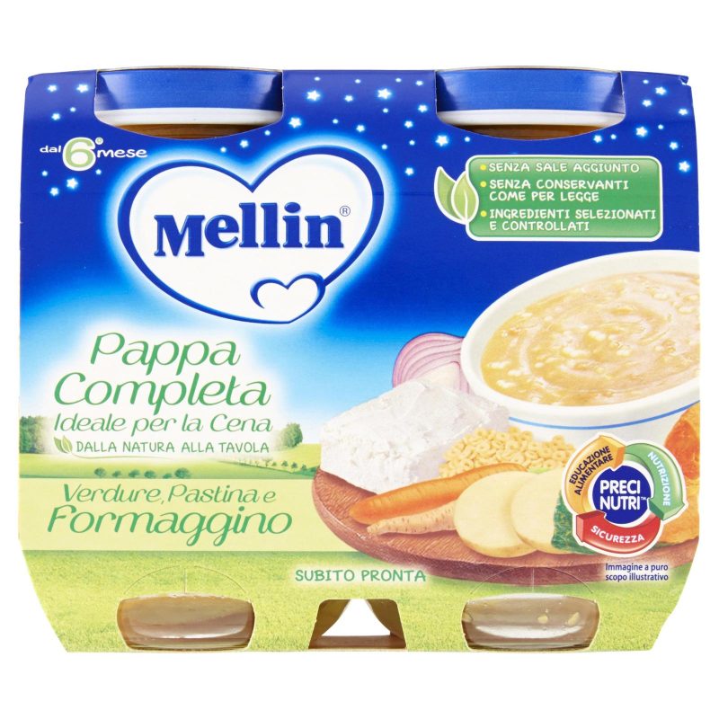 Mellin Pappa Completa Verdure, Pastina e Formaggino 2 x 200 g