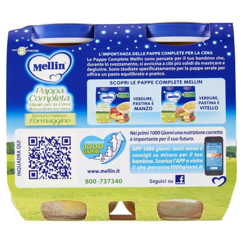 Mellin Pappa Completa Verdure, Pastina e Formaggino 2 x 200 g