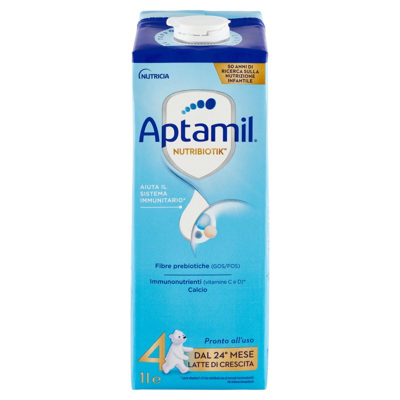 APTAMIL Nutribiotik 4 - Latte di Crescita Liquido, dal 24° mese compiuto al 36°, Fonte di Ferro, 1L