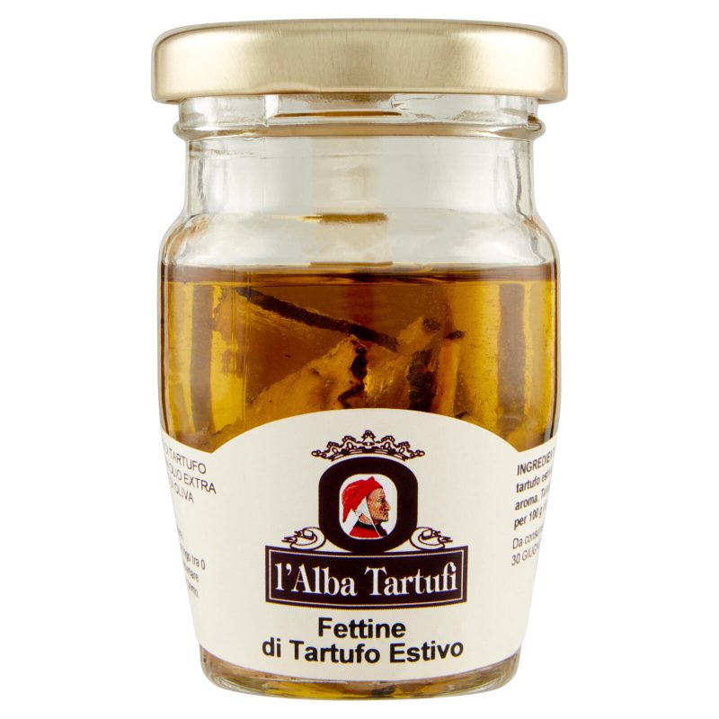 Fettine di tartufo estivo in olio extra vergine di oliva 65%
50 g