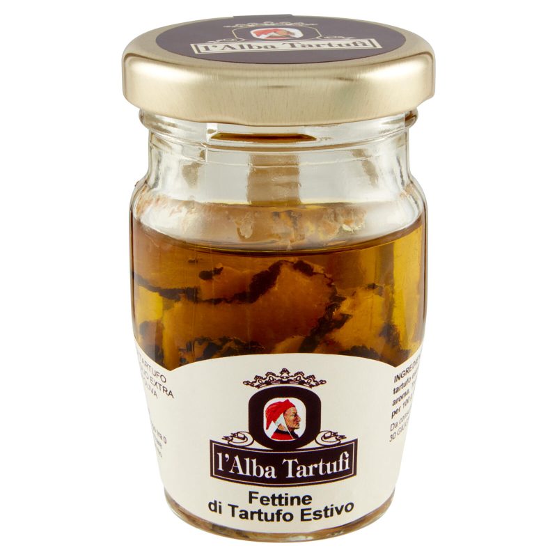 Fettine di tartufo estivo in olio extra vergine di oliva 65%
50 g