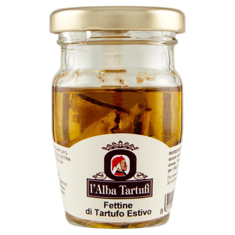 Fettine di tartufo estivo in olio extra vergine di oliva 65%
50 g